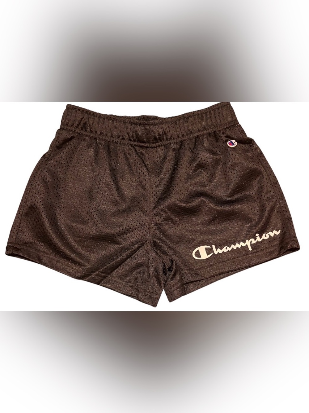 Champion Black Mesh Athletic Shorts with White Logo